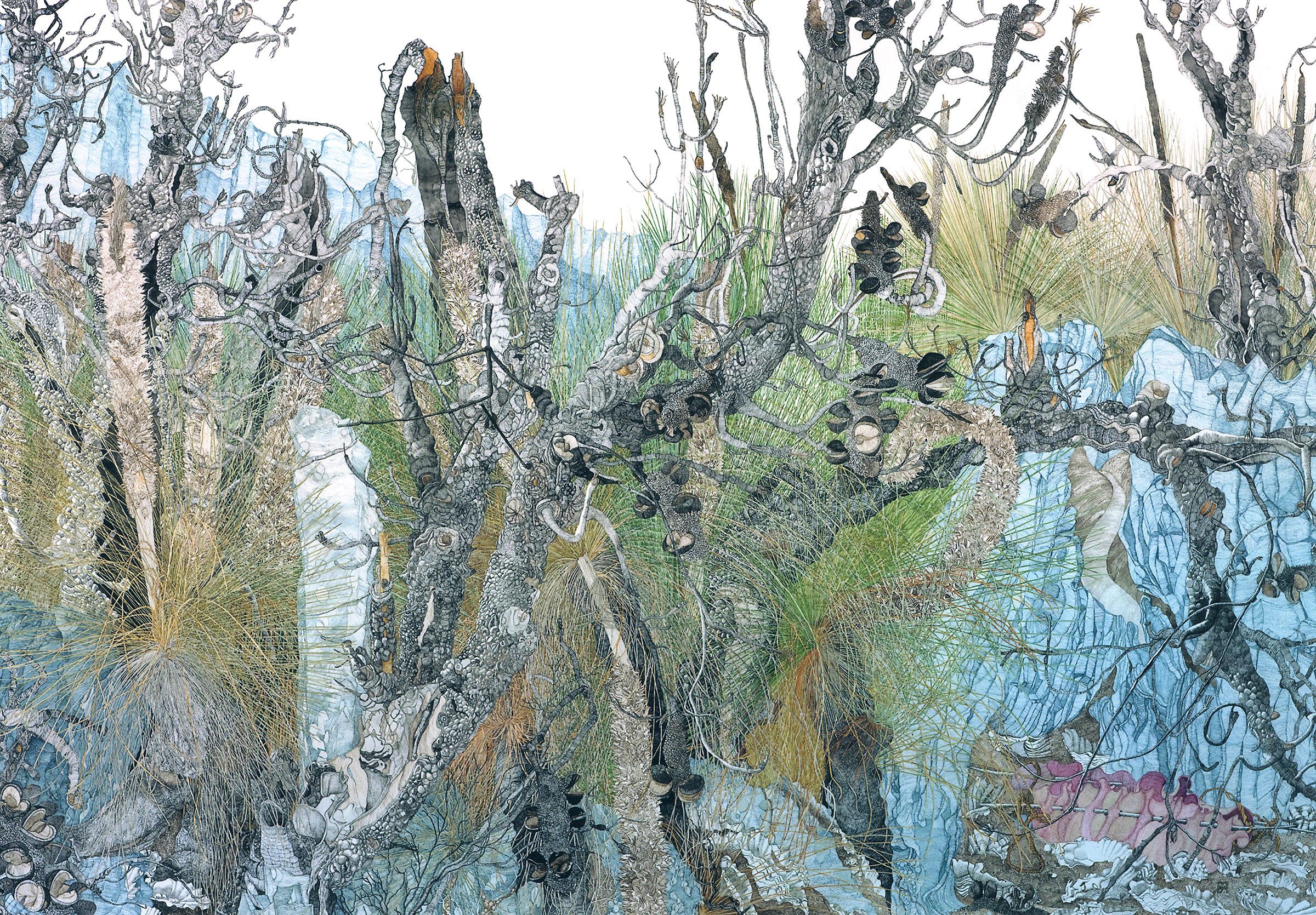 Kelp Basket on a Path to Rocky Cape, Tasmania 2011-2012 ,Watercolour, 127.x 183cm