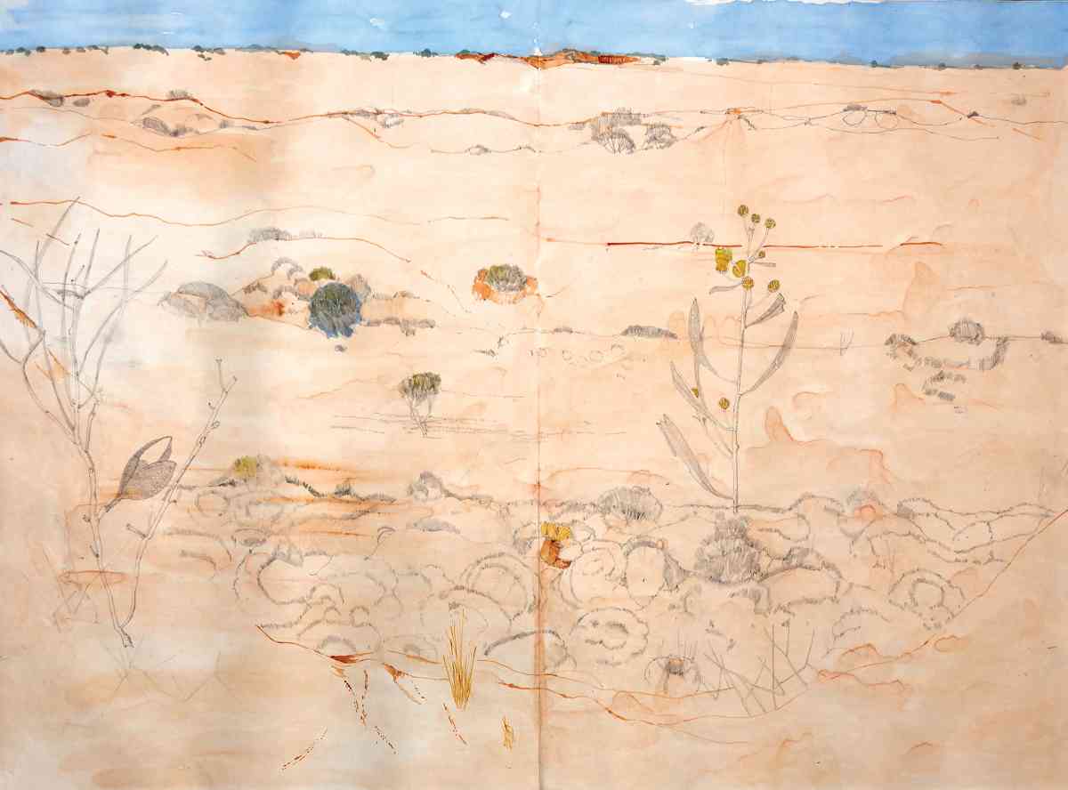 Simpson Desert, watercolour, pencil drawing, Concertina Book, 45 X 62cm​